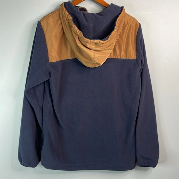 THE HOOKE Brand + Plenty Humanwear Tech Fleece Pullover Hoodie Navy Brown Zip L - Picture 9 of 13